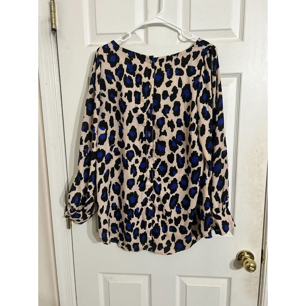 Blue and Black Leopard Print Women's Top